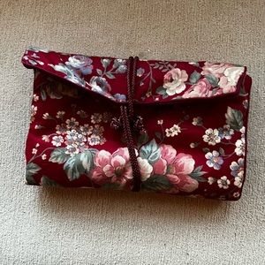 Floral Cotton and Satin Foldable Travel Jewelry Bag